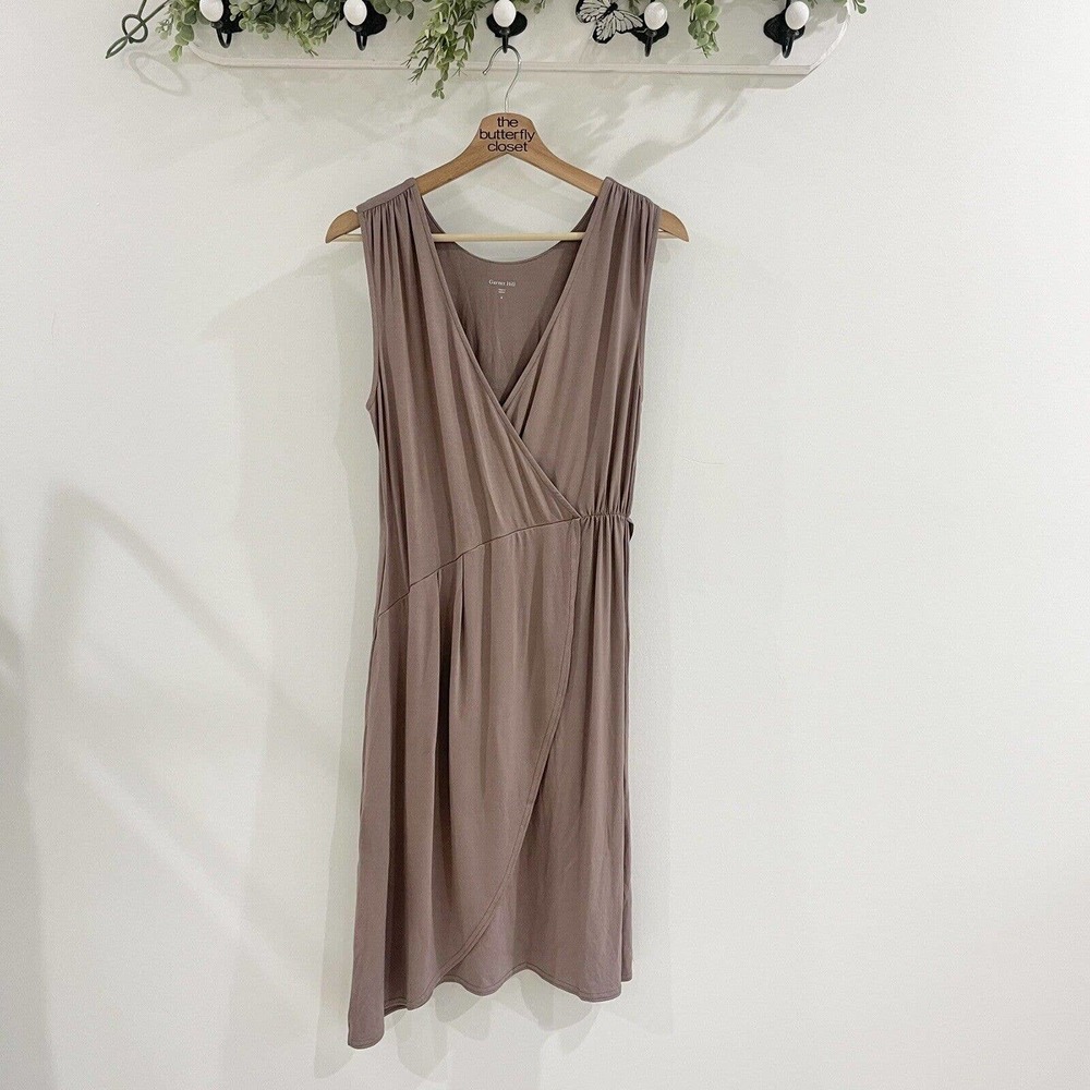 Garnet Hill Brown Asymmetrical MIDI Dress Sleeveless Small Viscose